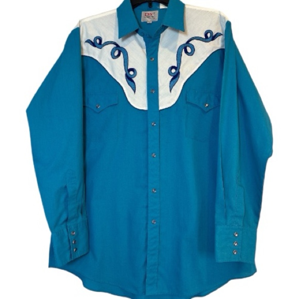 VTG Ely Diamond Western Shirt Size Large Pearl Snap Embroidered
Long Sleeve